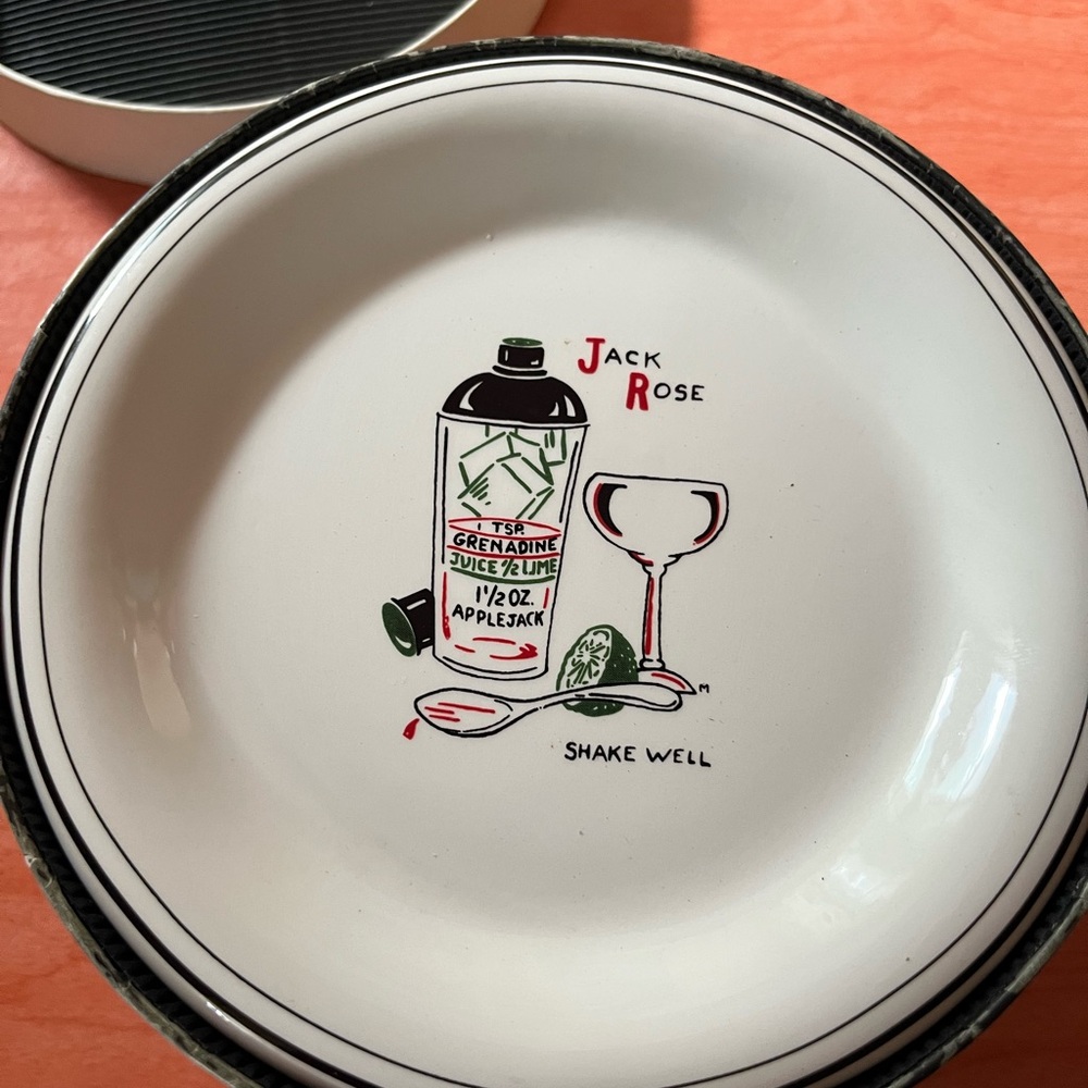 New set of 6 William Sonoma cocktail recipe plates in box - Picture 8 of 12